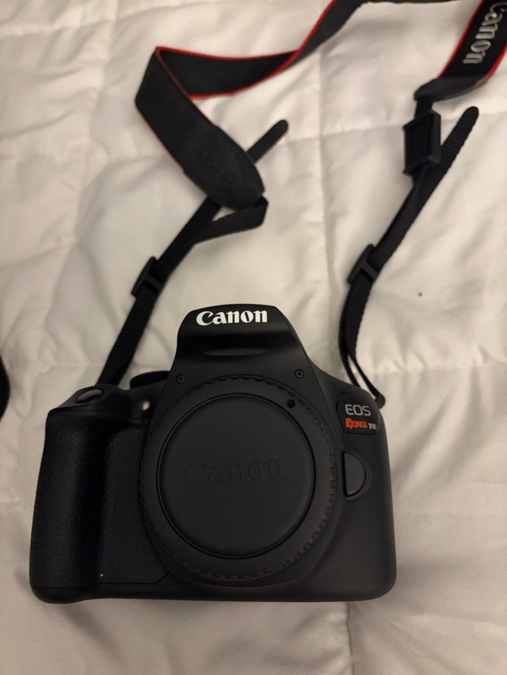 Canon EOS Rebel T6 DSLR Camera Body — Black with Red Accents